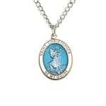 Sterling Silver St. Christopher White Border Pendant w/ chain