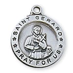 Sterling Silver St. Gerard Medal with 18 inch chain 