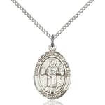 Sterling Silver St. Isidore the Farmer Pendant w/ Chain