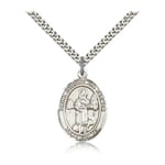 Sterling Silver St. Isidore the Farmer Pendant w/ chain