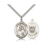 Sterling Silver St. Joan of Arc /U.S. Coast Guard Insignia Pendant w/ chain