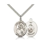 Sterling Silver St. Joan of Arc /U.S.  Marines  Insignia Pendant w/ chain