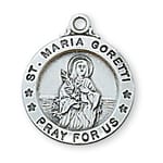 Sterling Silver St. Maria Goretti Medal with 18 inch chain