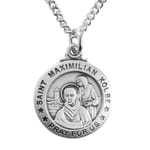 Sterling Silver St. Maximilian Kolbe Medal with 20 inch chain