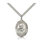 Sterling Silver St. Maximilian Kolbe Pendant - 24 Inch Chain