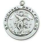 Sterling Silver St. Michael Medal on 24 inch chain