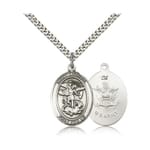Sterling Silver St. Michael/US Army Pendant w/ chain