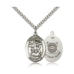 Sterling Silver St. Michael/ US Coast Guard Pendant w/ chain