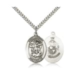 Sterling Silver St. Michael/ US Marines Pendant w/ chain