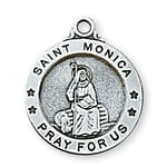 Sterling Silver St. Monica Medal with 18 inch chain