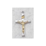 Sterling Silver Tutone Crucifix on 18 inch chain