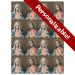 Twin Sacred Hearts Personalized Prayer Card (Priced Per Card)