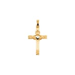 Two Tone Claddagh Cross Pendant-14K Gold