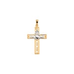Two Tone Claddagh Cross Pendant-14K Gold