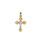 Two Tone Crucifix Pendant -14K Gold