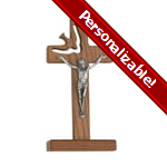 PERSONALIZE: Holy Spirit Walnut Crucifix - 6 inches