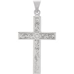 Wheat Cross Pendant -14K White Gold