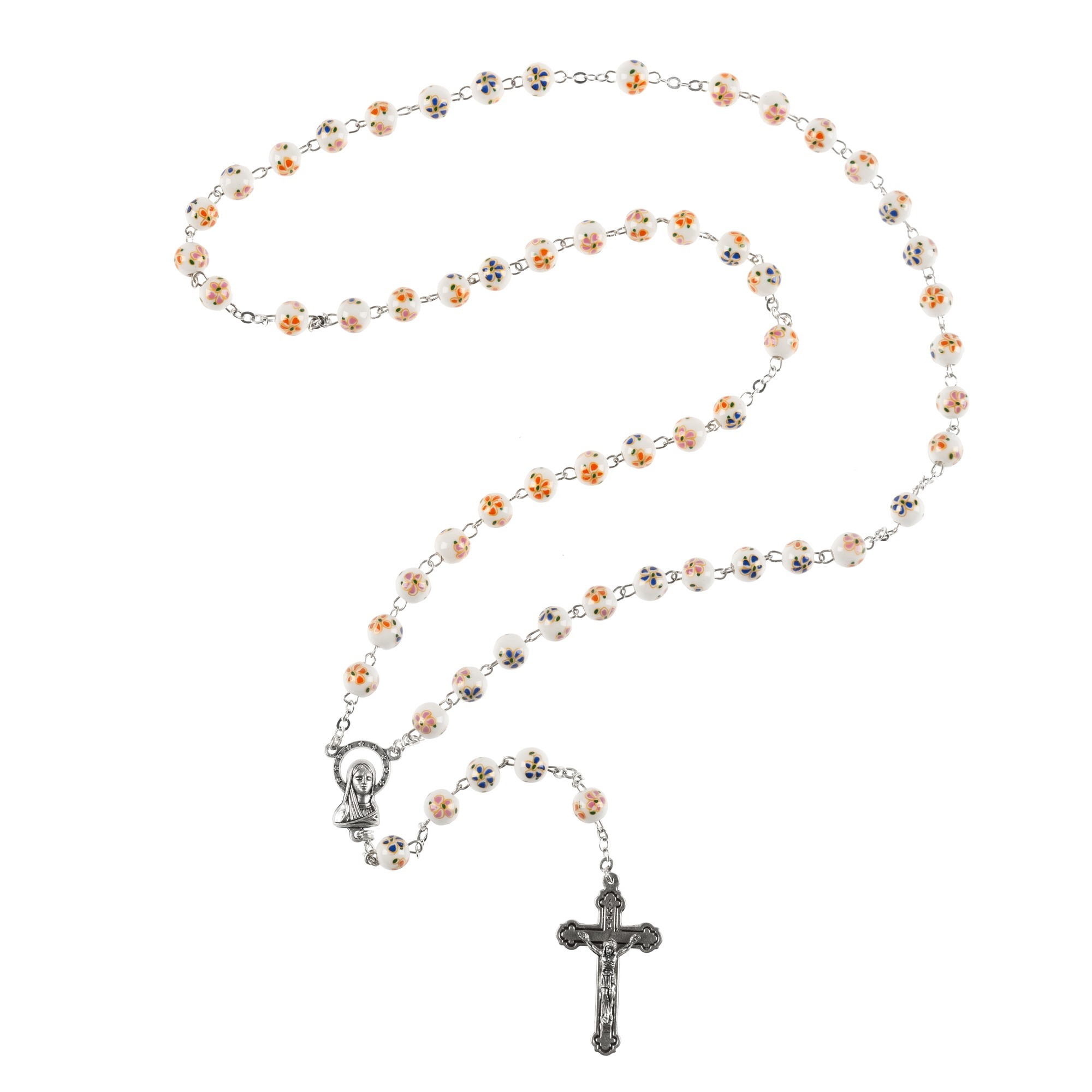 Floral Ceramic Bead Rosary Rosary