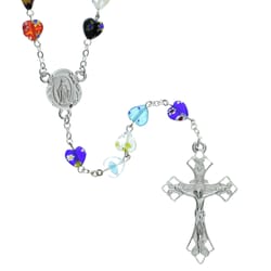 Murano-Style Multi-Color Hearts Rosary