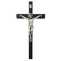 8 inch Black Crucifix w/ Silver Corpus