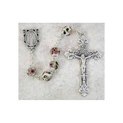 8MM White Cloisonne Rosary 