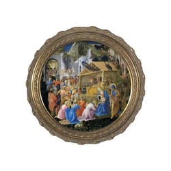 Adoration of the Magi on Canvas w/ Round Gold Frame