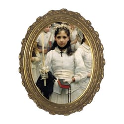After the First Holy Communion on Canvas w/ Gold Oval Frame (8x10)