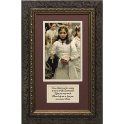 After the First Holy Communion (Matted with Prayer) in Dark Ornate Frame - 8x14