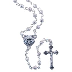 Baptism Rosary - 15 inch - Silver-toned Filigree Beads