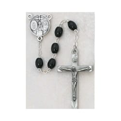 Black Wood Pewter Rosary