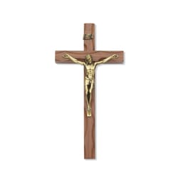 Carved Walnut Crucifix 10 inch