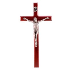 Cherry Crucifix w/ Silver Corpus - 10 inch