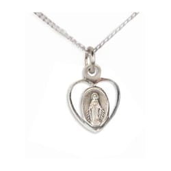 Children's Miraculous Heart Medal - Sterling Silver with 13 inch chain