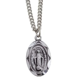Children's Oval Miraculous Medal - Sterling Silver with 13 inch chain