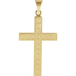 Cross Pendant with Design - 14K Gold