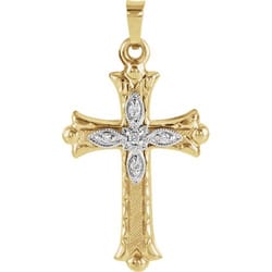 Cross Pendant with Diamond -14K Gold
