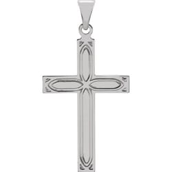 Cross Pendant with Mandorla Design-14K White Gold