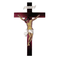 Hand-painted Alabaster Crucifix   -14 Inch