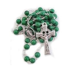 Deluxe Round Shamrock Bead Rosary   