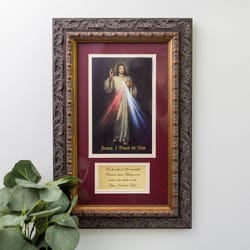 Divine Mercy (Matted w/ Prayer in Dark Ornate Frame) 8x14