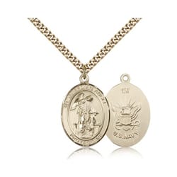 Gold Filled Guardian Angel / U.S. Navy Insignia  Pendant w/ chain