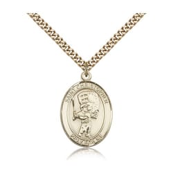 Gold Filled St. Christopher Medal w/ chain - Baseball w/ Mit