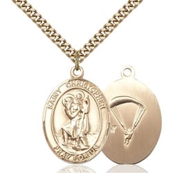 Gold Filled St. Christopher / Paratrooper Pendant w/ chain
