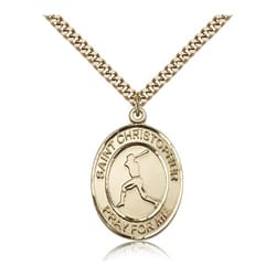 Gold Filled St. Christopher Medal w/ chain - Baseball