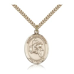Gold Filled St. Christopher Medal w/ chain - Motorcycle