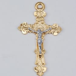 Gold-plated over sterling Silver Tutone Crucifix on 24 inch chain