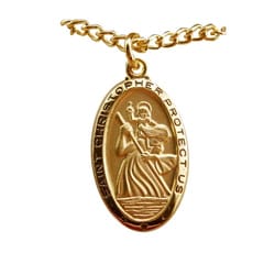 Gold/Sterling Silver St. Christopher Medal on 24 inch chain