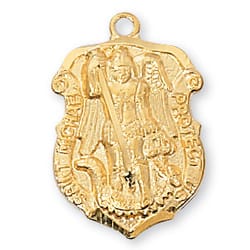 Gold/Sterling Silver St. Michael Medal with 18 inch chain