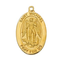 Gold/Sterling Silver St. Michael Medal with 20 inch chain