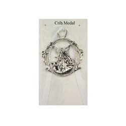 Guardian Angel Crib Medal with White Ribbon
